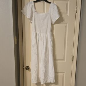 beachlunchlounge White Midi Dress with Eyelet Sleeves